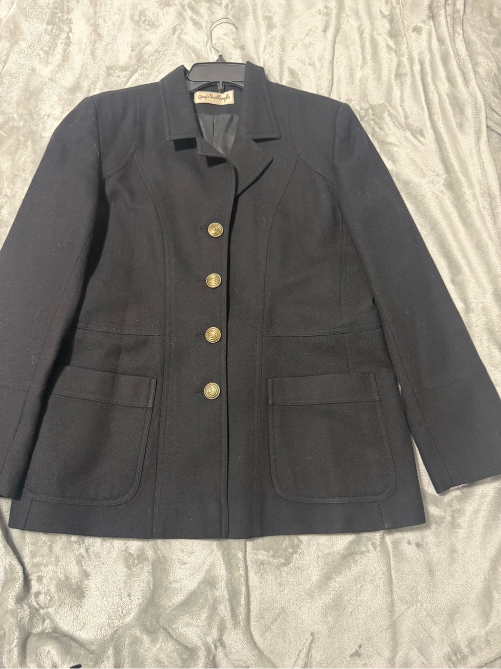 Tailored Black Women's Blazer Jacket with Gold Buttons